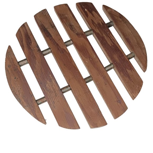 Vintage Wicker and Wood Trivets Set of Five Boho Style - Picture 4 of 7